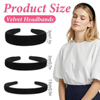 Black Velvet Headbands for Women,3 Pcs Headbands for Women Non Slip 3 Different Width,Elastic Hair Bands Fashion Accessories