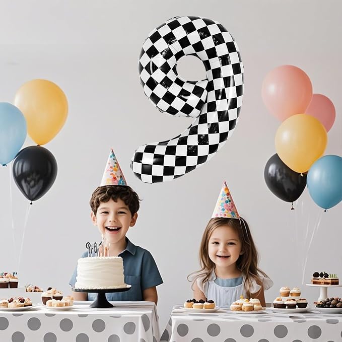 40 Inch Checkered Number Balloon - Image 5