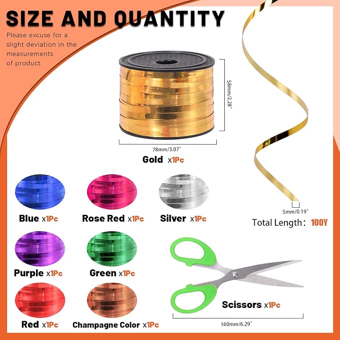 Tanstic 9Pcs Wide Curling Ribbon Set, 800 Yards Total Assorted Colors Wrapping - Image 2