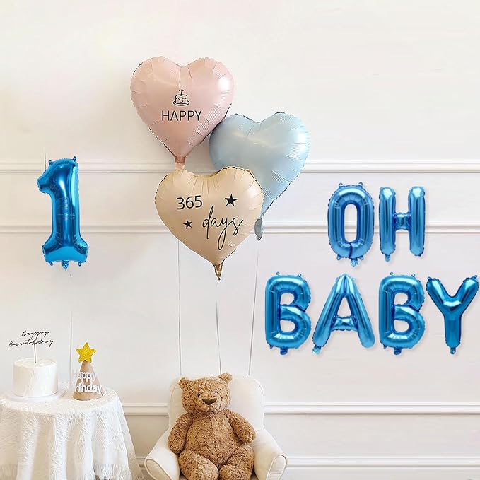 2 Set 20 Pcs Number Balloons 16 Inch Blue 0-9 Number Mylar Foil Balloons Blue - Image 4