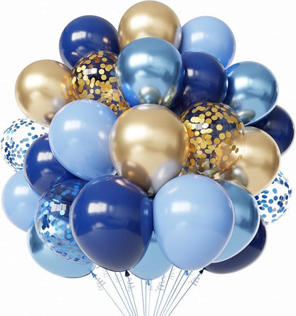 Blue and Gold Balloons, Baby Shower Party Decorations by PATYDECRO