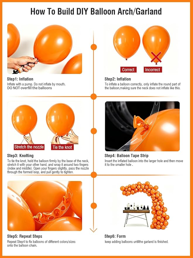 Orange Balloons 12 Inch 60 Pcs Orange Latex Balloons - Image 3