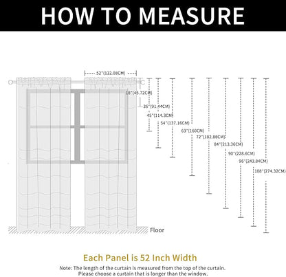 SpaceDresser Check Sheer Curtains 90 Inches 2 Panels Set, Rod Pocket Plaid - Image 6