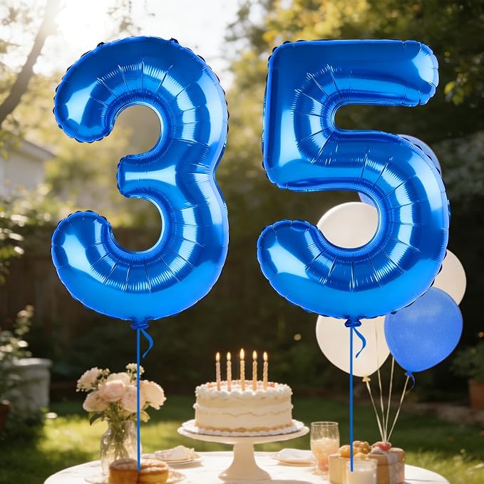 40 Inch Number 35 Balloons for 35th Birthday Party Decorations, 0-100 Dark Blue - Image 3