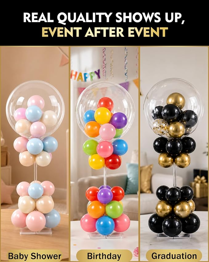 Pro Series Clear Acrylic Balloon Stand Kit Set of 6, 15.75 Inch Reusable - Image 4