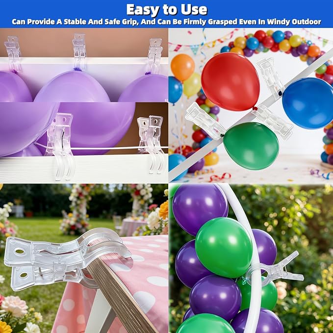 10 Pack Clear Balloon Arch Clips 3.5" Backdrop Spring Clamps - Image 8