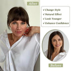 Clip in Bangs Real Human Hair Natural Black French Bangs Fringe with Temples Thick Curtain Bangs Clip on Bangs Curved Fake Bangs Hairpieces for Women for Daily Wear