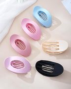 Mesovor 6 Pack Flat Hair Claw Clips, 4.33" Nonslip Large Round Lay Flat Hair Clips | Strong Hold French Flat Hairclips for Lying Down, Yoga, Driving (Candy Colored)