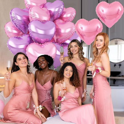 Pink Purple Heart Balloons, 18Inch Purple Pink Helium Polyester Film Balloon - Image 4