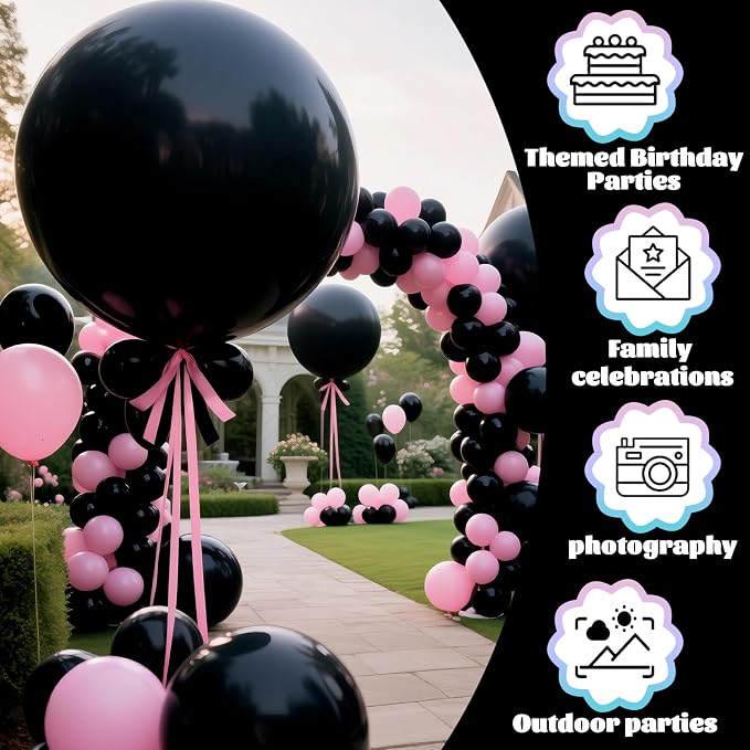 Black Balloons 9pcs 36 Inch Extra Large Big Jumbo Giant Matte Black Latex - Image 3