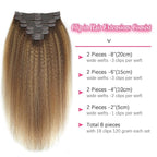 Kinky Straight Clip in Hair Extensions Real Human Highlight Clip ins For Women Unprocessed Clip on Hair Extensions(22inch,#4/27/4)