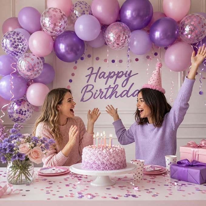 KBZVNAF Pink and Purple Latex Balloons 60 Pack 12 inch | Metallic Purple Pink - Image 3