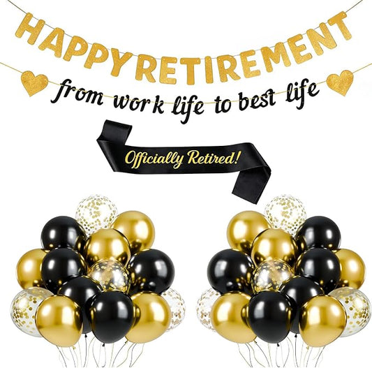 Retirement Party Decorations for Men Women, Happy Retirement & from work life by BRRSSIO