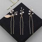 Handmade 6 Piece Flower Wedding Hair Accessories Elegant Bridal Hair Pins with Adorable Flowers Sparkling Rhinestone Gold Leaves and Pearl Accents for Women Brides and Bridesmaids (Gold)