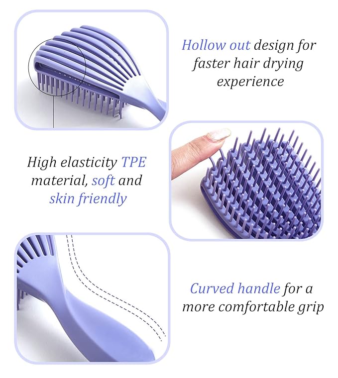 Hair Brush for Afro American/African Hair Textured Professional Curved Vented Brush Wet Dry Curly Hairbrush Detangling Massage Hairdressing Comb (Green, Small)
