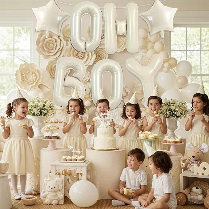 TONIFUL 40 Inch Cream White OH BOY Balloon, Oh Boy Sign - Image 4