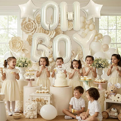 TONIFUL 40 Inch Cream White OH BOY Balloon, Oh Boy Sign - Image 4
