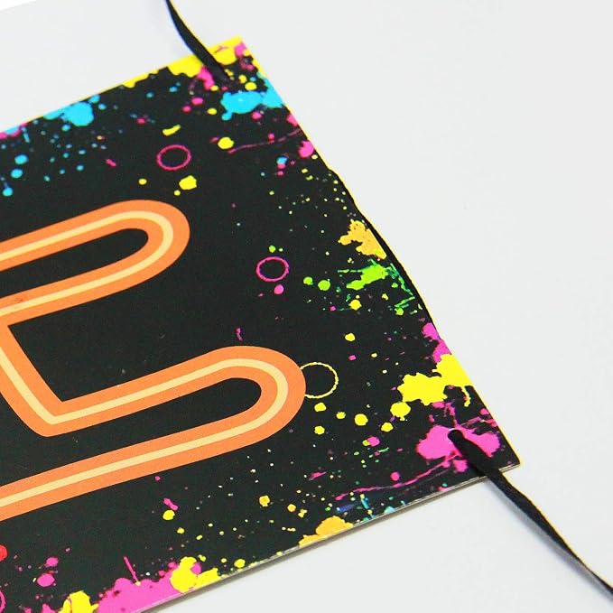 Glow Party Happy Birthday Banner Decoration（Already Assembled）, 80s Birthday - Image 6