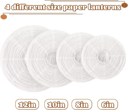 10pcs White Round Hanging Paper Lanterns, 4 Size | Chinese Paper Lanterns - Image 6