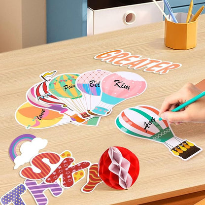 55 PCS 3D Honeycomb Hot Air Balloon Bulletin Board Decor, Classroom Wall Cutouts - Image 5