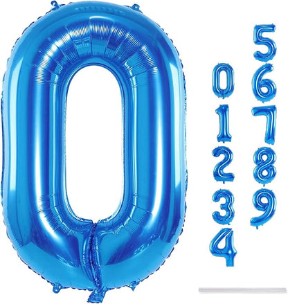 Blue Balloon Number 0, 40 Inch Large Self Inflating Foil Number Balloons 0-9 - Image 8