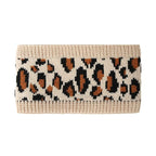 Women Leopard Knit Headband,Warm Sports Headscarf,Soft Stretchy Wide Hair Band,Fashion Accessories for Daily Wear