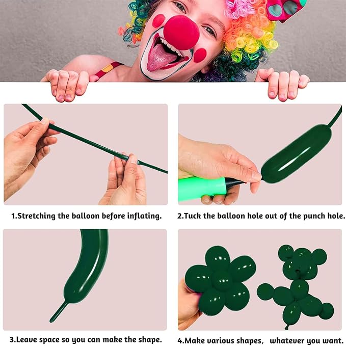 Forest Green Long Balloons Premium 260 Twisting Balloons Animals Magic - Image 5