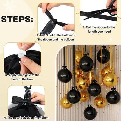 Jenaai 30 Set Black and Gold Round Foil Balloons Bulk 22 Inch 4d Metallic Giant - Image 4