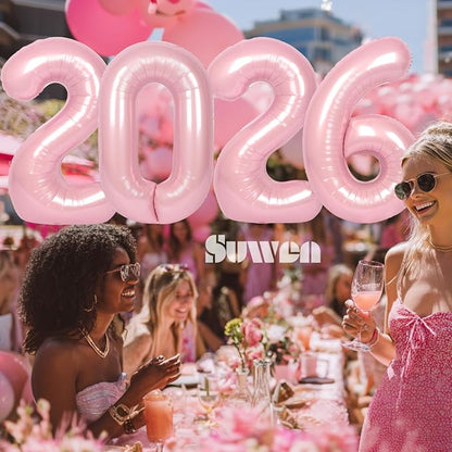 SUWEN 40 Inch Pink Large 12 Number Balloons Big Foil Helium Number Balloons 0-9 - Image 3