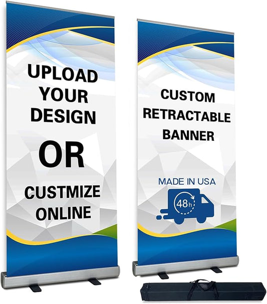 CUSTOM Retractable Banner Stand, Banners are made from curl-free fabric by NYHMSignSupply