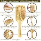Bamboo Wood Hair Brush Large Paddle for Women, Natural Bamboo Wooden Bristles Scalp Massager, Flat Detangling Hairbrush Fit All Types Hair