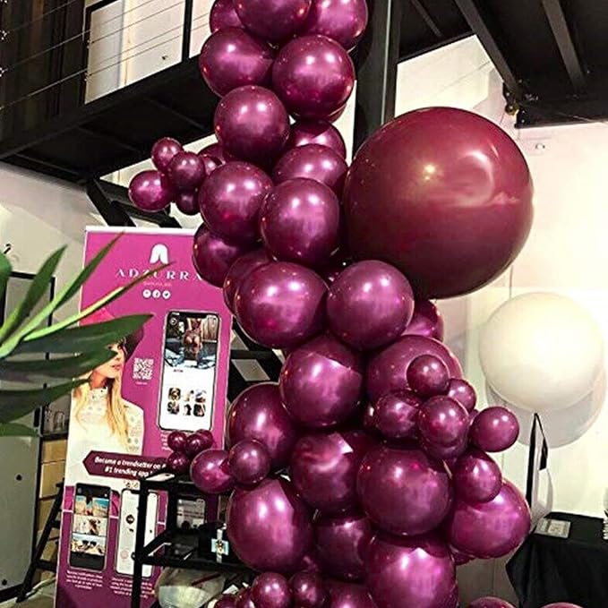 PartyWoo Metallic Hot Pink Balloons 50pcs Dark Pink Magenta Fuchsia Color | 12 - Image 3