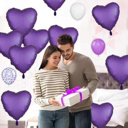 Purple Heart Balloon, 18inch Metallic Purple Heart Shape Foil Balloons - Image 6