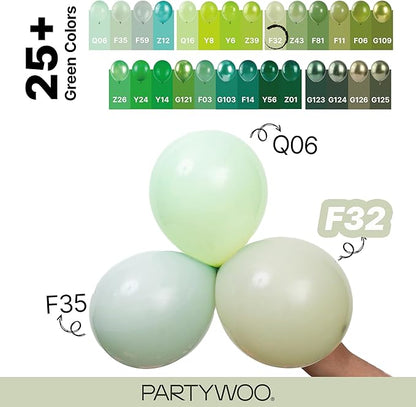 PartyWoo Sage Green Balloons 152pcs Dusty Boho Green Color 18 12 10 5 Inch | 18 - Image 4