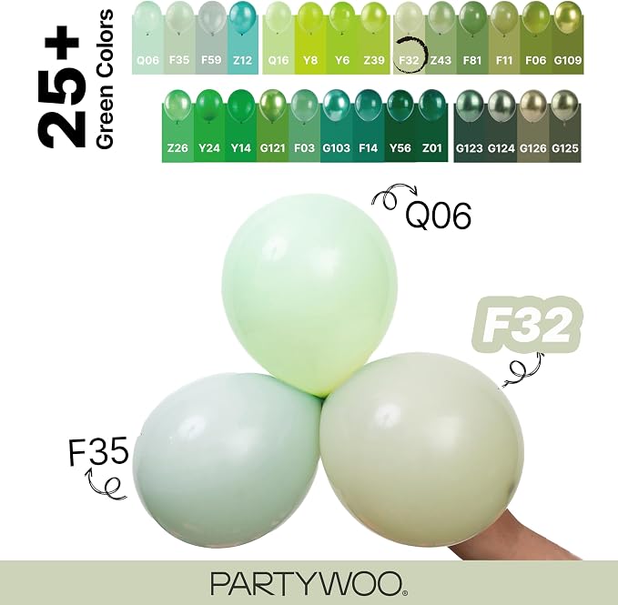 PartyWoo Sage Green Balloons 140pcs Dusty Boho Green Color 18 12 10 5 Inch | 18 - Image 4