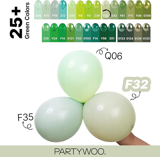 PartyWoo Sage Green Balloons 155pcs Different Sizes of 18 12 10 5 Inch Dusty - Image 4