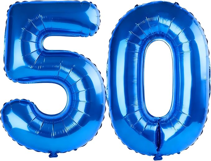 40 Inch Number 50 Balloons for 50th Birthday Party Decorations, 0-100 Dark Blue by FOBELEC