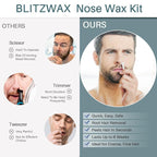 BLITZWAX Back and Nose Waxing Kit for Men, Hard Wax Warmer for Brazilian, Body and Face, At Home Hair Removal Kit, Beginner Friendly, Quick Heating, 93 Accessories, Blue Spruce