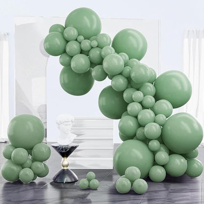 PartyWoo Sage Green Balloons 100pcs Olive Eucalyptus Dusty Green Boho Color | by PartyWoo