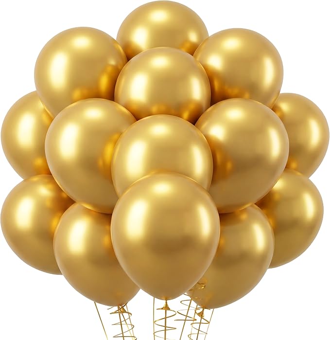 RUBFAC Gold Balloons 120pcs 12 Inch, 2026 International Football Game Decor by RUBFAC