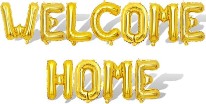 2 Set 22Pcs Gold WELCOME HOME Letter Balloons 16in Balloon Foil Letter by Fezava