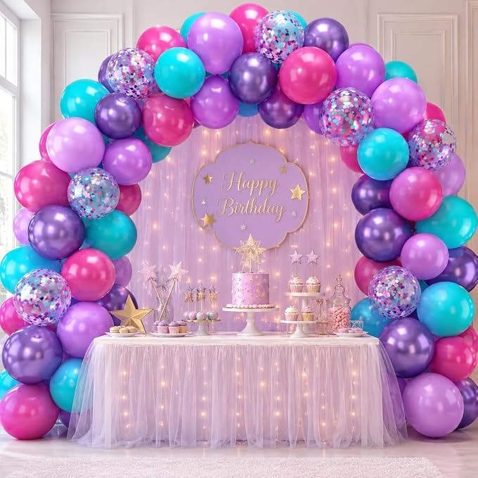Hot Pink Blue Purple Balloons - Image 7