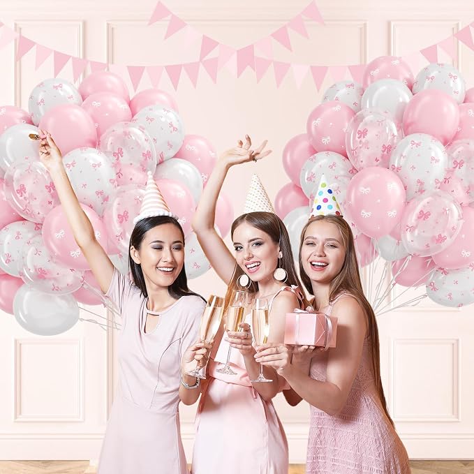 60pcs Pink Bow Balloons 12inch - Image 5