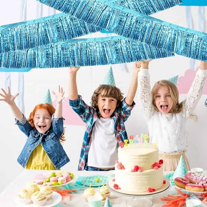 BEISHIDA Light Blue Fringe Garland Banner 30ft Wall Tinsel Foil Streamers | - Image 6