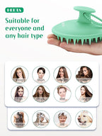 HEETA Scalp Massager Shampoo Brush with Silicone Bristles for Dandruff Removal Scalp Care & Hair Growth, Scalp Scrubber for All Hair Types, Head Massager Stress Relax, Upgraded Large Design,Green