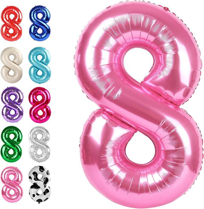 Pink Number 8 Balloon 40 inch, Balloon numbers party supplies, deco photo shoot by Upgesy