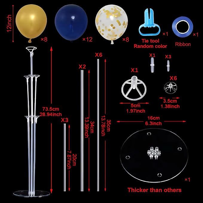 4 Sets Navy Blue Gold Balloon Centerpieces - Image 5