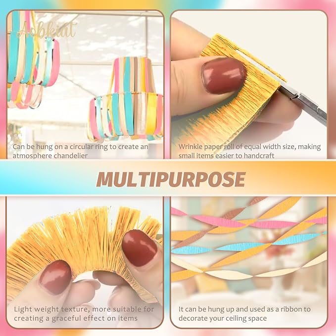 AOBKIAT Birthday Crepe Paper Streamers Party Decorations, 5 Rolls Pastel - Image 4