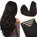 DOORES Tape-in Hair Extensions, Real Hair, Dark Brown, 10 Inch, 20g, 10pcs, Straight Remy, Seamless Weft