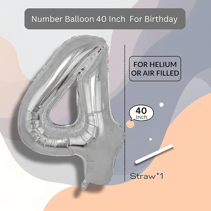 Black Number Balloon 4 Mylar Foil Balloons 40 inch - Image 8